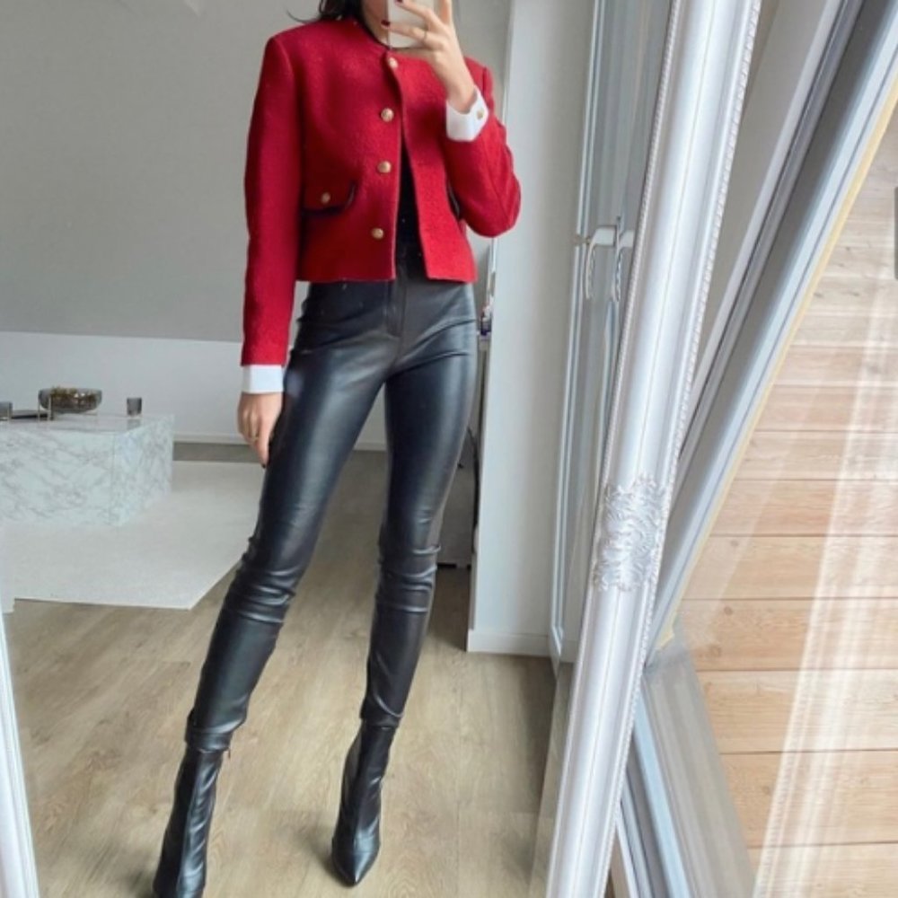 BLOGGER'S FAVE! Zara Black High Waisted Faux Leather Leggings Sz XS, S, M…
